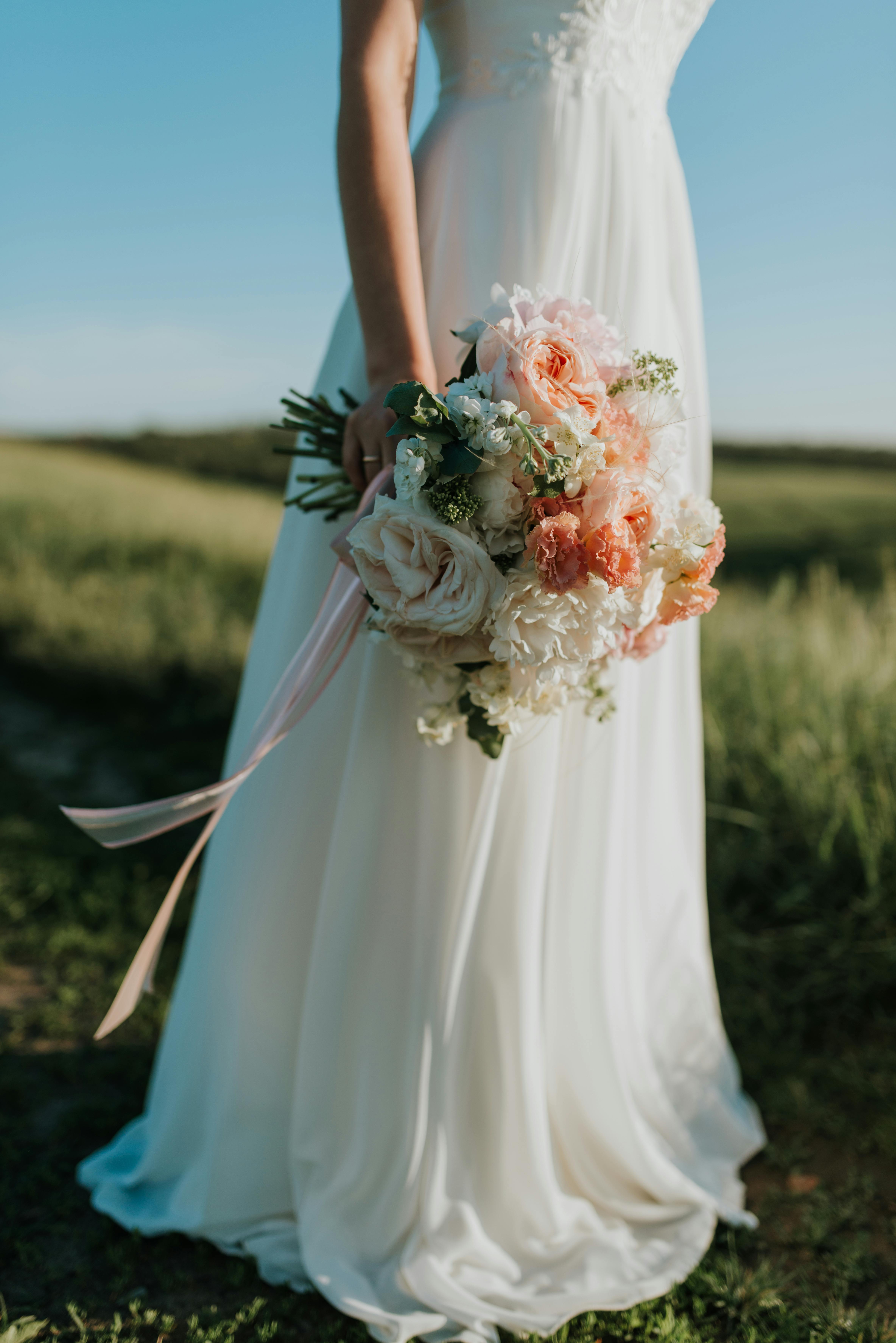 Wedding bouquet in a field